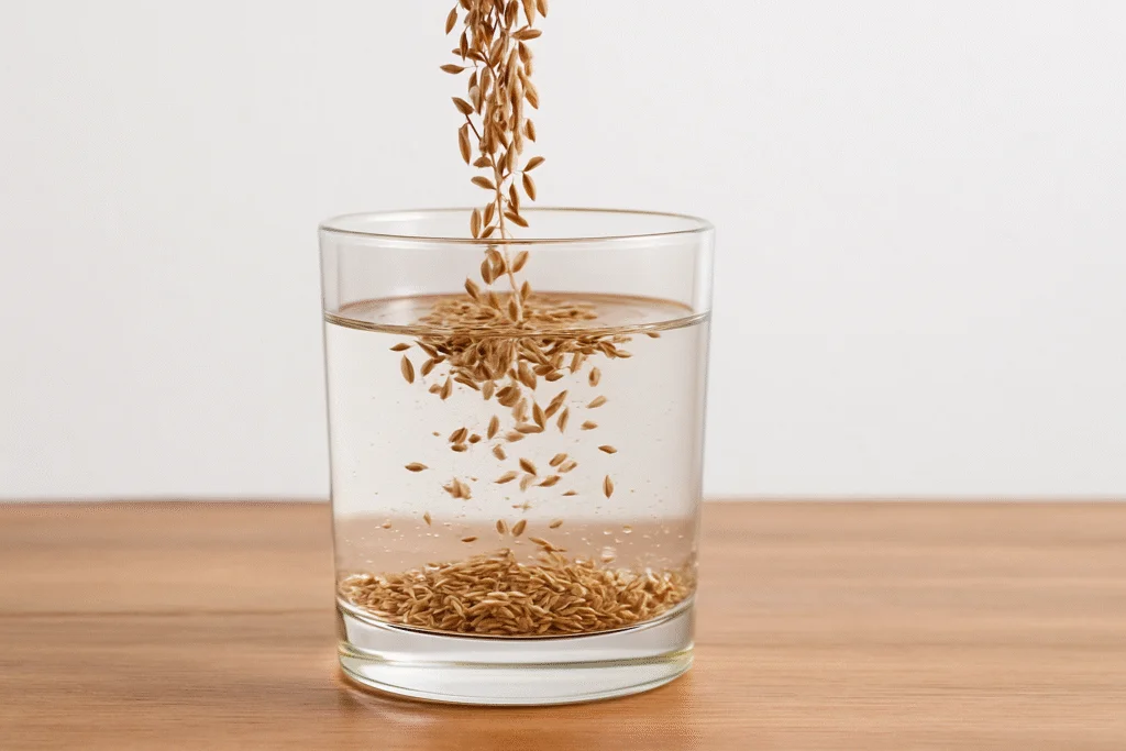 Cumin water made from soaked jeera seeds for digestive health